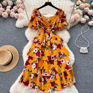 French retro style floral dress